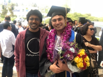 Arjun and Eamon at commencement, 2018